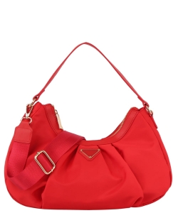 Nylon Triangle Plaque Shoulder Bag Hobo GLV-0175 RED